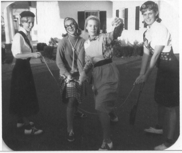 Meg (Messick), Janet (Jewett), Sue (Reinhardt) & Lorna (Litton) - Halloween, 63 